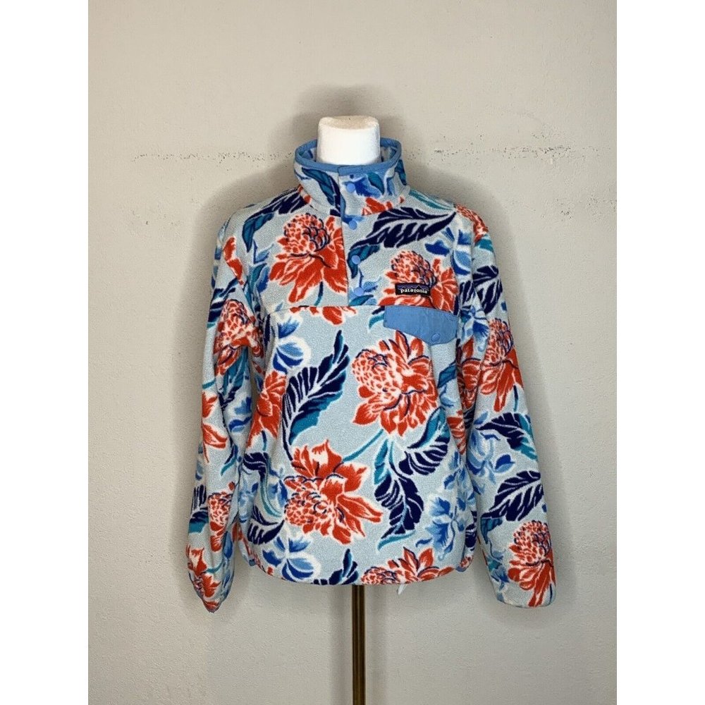 Patagonia Synchilla Snap T Fleece Hawaii Feathers Flowers